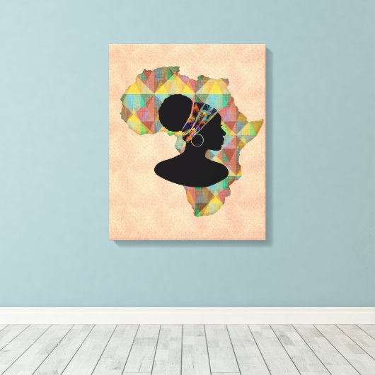 Afrikaanse vrouw en Afrikaanse vrouw in kopschroot Canvas Afdruk (Insitu (Houten vloer))