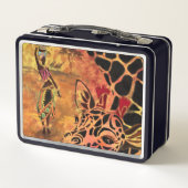 Afrikaanse vrouw en Giraffe metalen lunchbox (Achterkant)