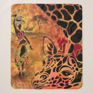 Afrikaanse vrouw en Giraffe Sherpa Blanket Deken