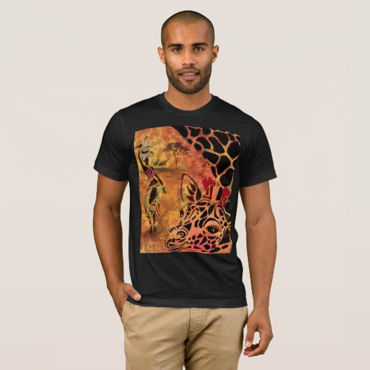 Afrikaanse vrouw en Giraffe T-shirt (Voorkant volledig)