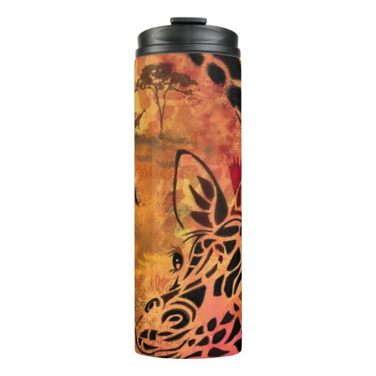 Afrikaanse vrouw en Giraffe Thermische Tumbler Thermosbeker (Voorkant)