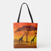 Afrikaanse vrouw en landschapszonsondergang in Sav Tote Bag (Achterkant)