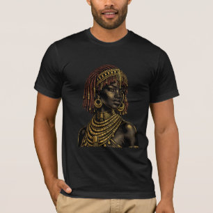 Afrikaanse Vrouw Gouden Portret T-Shirt - Culturee