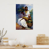 Afrikaanse vrouw in kostuum met een mand poster (Keuken)