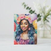 Afrikaanse Vrouw Kleurrijke Gelukkige Verjaardagsb Briefkaart (Staand voorkant)