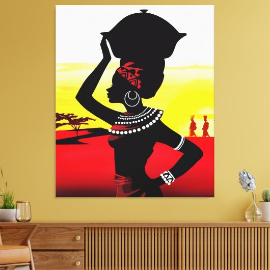 Afrikaanse vrouw kunst canvas afdruk (Insitu (Woonkamer))