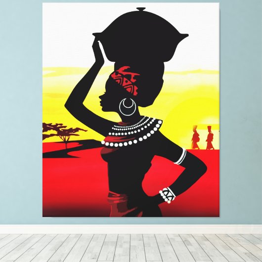Afrikaanse vrouw kunst canvas afdruk (Insitu (Houten vloer))