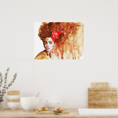 Afrikaanse vrouw. Kunstwerk voor waterverf, schild Poster (Keuken)