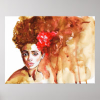 Afrikaanse vrouw. Kunstwerk voor waterverf, schild