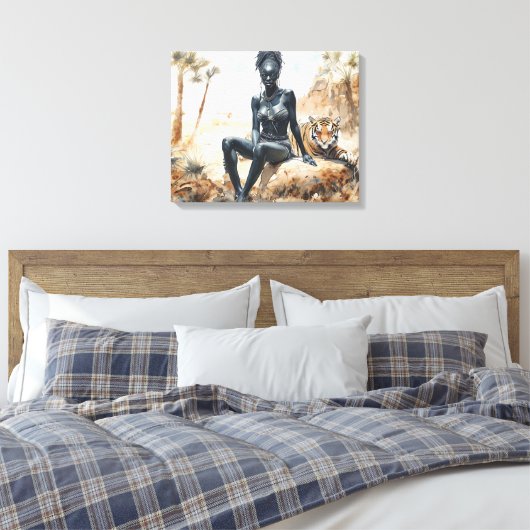 Afrikaanse vrouw Landschap Stretched Canvas Print (Insitu (Slaapkamer))