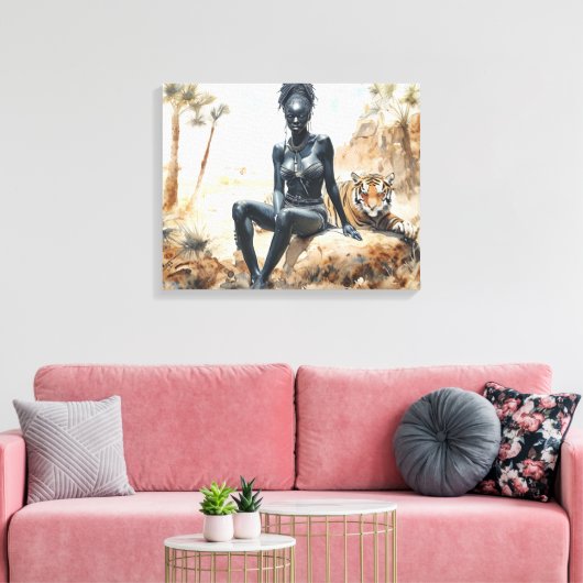 Afrikaanse vrouw Landschap Stretched Canvas Print (Insitu (Woonkamer))