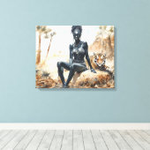 Afrikaanse vrouw Landschap Stretched Canvas Print (Insitu (Houten vloer))