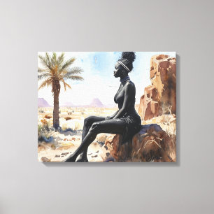 Afrikaanse vrouw Landschap Stretched Canvas Print