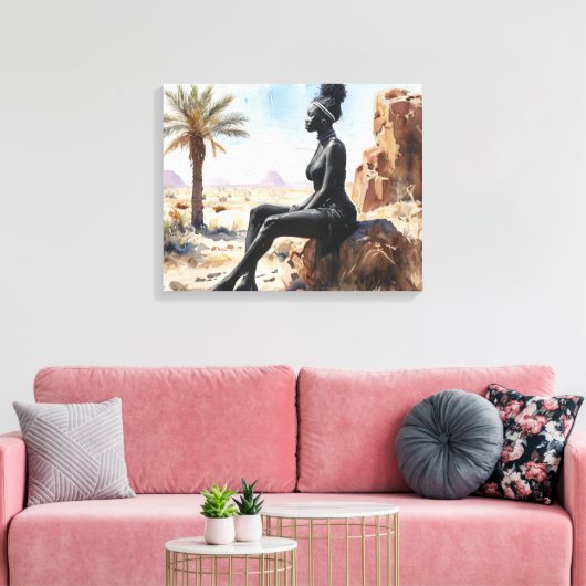 Afrikaanse vrouw Landschap Stretched Canvas Print (Insitu (Woonkamer))