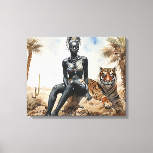 Afrikaanse vrouw Landschap Stretched Canvas Print