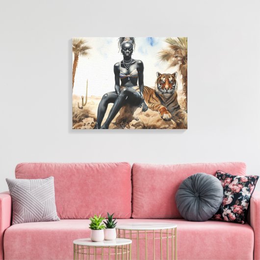 Afrikaanse vrouw Landschap Stretched Canvas Print (Insitu (Woonkamer))