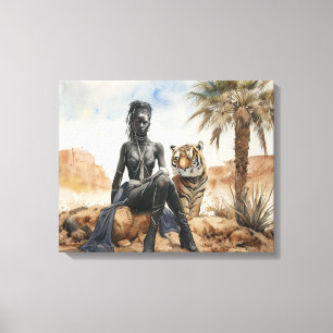 Afrikaanse vrouw Landschap Stretched Canvas Print