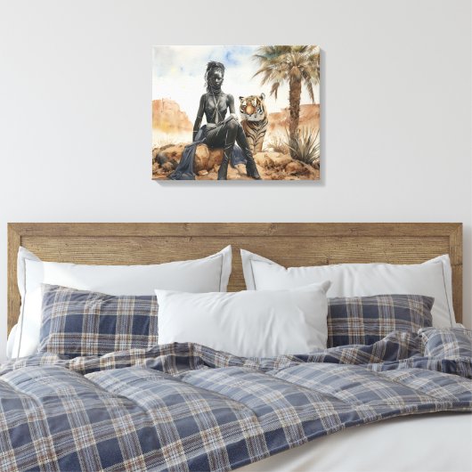 Afrikaanse vrouw Landschap Stretched Canvas Print (Insitu (Slaapkamer))