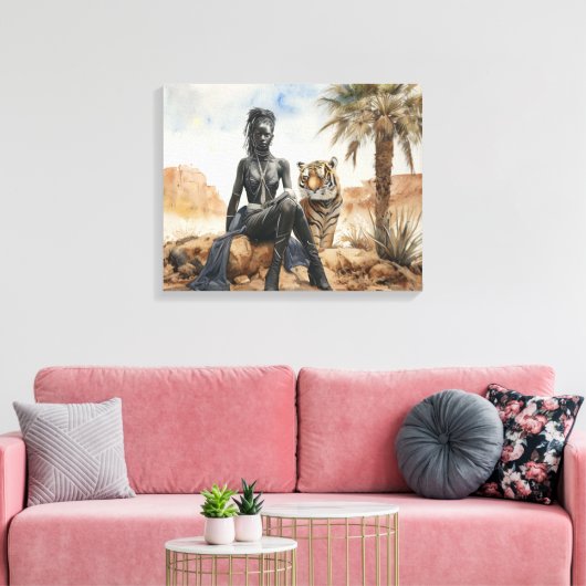 Afrikaanse vrouw Landschap Stretched Canvas Print (Insitu (Woonkamer))