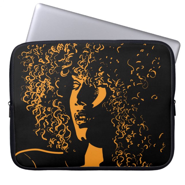 Afrikaanse  vrouw met afro-haarstijlportret laptop sleeve (Voorkant)