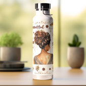 Afrikaanse vrouw met bruin haar Boho-affirmatie Waterfles