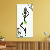 Afrikaanse vrouw met jug Silhouette 2 Canvas Afdru (Insitu (Woonkamer))