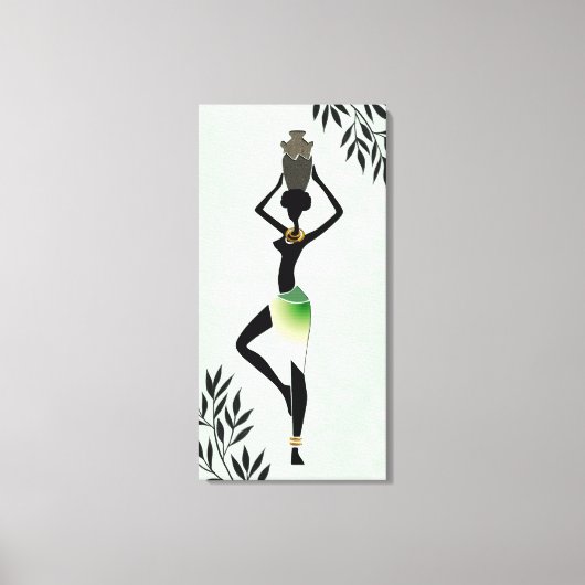 Afrikaanse vrouw met jug Silhouette 2 Canvas Afdru Afdruk (Voorkant)