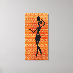 Afrikaanse vrouw met Jug Silhouette Canvas Afdruk