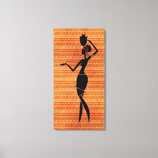 Afrikaanse vrouw met Jug Silhouette Canvas Afdruk (Voorkant)