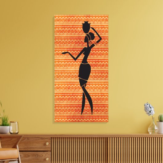 Afrikaanse vrouw met Jug Silhouette Canvas Afdruk (Insitu (Woonkamer))