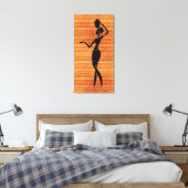Afrikaanse vrouw met Jug Silhouette Canvas Afdruk (Insitu (Slaapkamer))