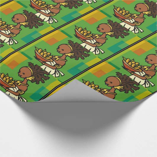 Afrikaanse vrouw met kom van Korn Cadeaupapier (Hoek)