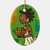 Afrikaanse vrouw met kom van Korn Keramisch Ornament (Voorkant)