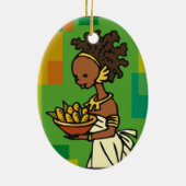 Afrikaanse vrouw met kom van Korn Keramisch Ornament (Achterkant)