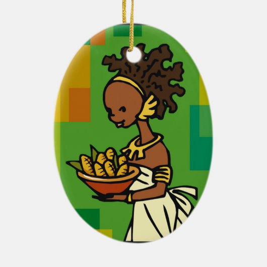 Afrikaanse vrouw met kom van Korn Keramisch Ornament (Achterkant)