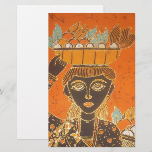 Afrikaanse vrouw met mand art print briefpapier (Voorkant / Achterkant)