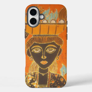 Afrikaanse vrouw met mand art print iPhone 16 plus hoesje