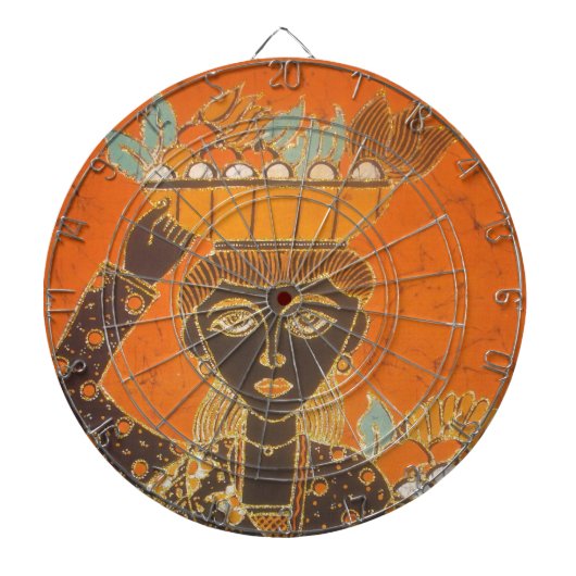 Afrikaanse vrouw met mand art print dartbord (Voorkant)