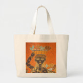 Afrikaanse vrouw met mand art print grote tote bag (Voorkant)