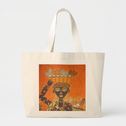 Afrikaanse vrouw met mand art print grote tote bag (Voorkant)