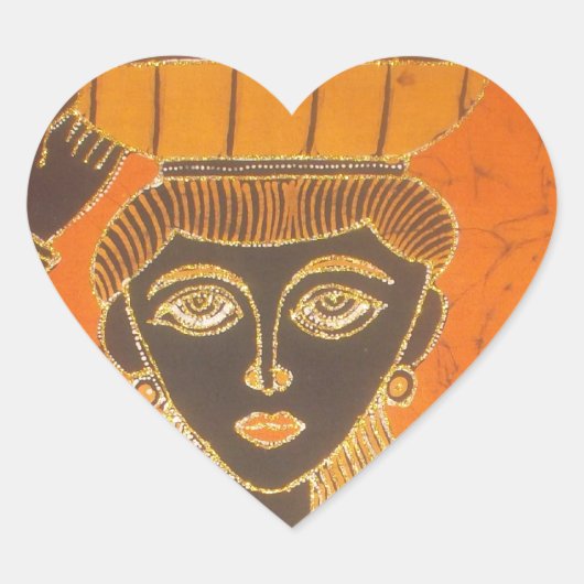 Afrikaanse vrouw met mand art print hart sticker (Voorkant)