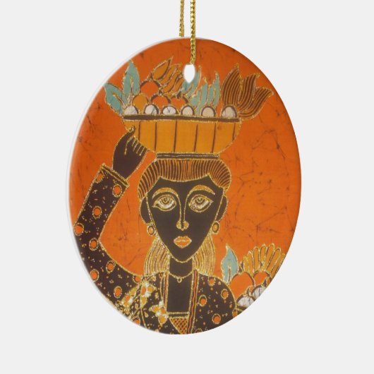 Afrikaanse vrouw met mand art print keramisch ornament (Rechts)