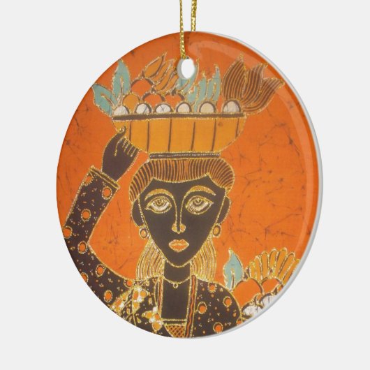 Afrikaanse vrouw met mand art print keramisch ornament (Links)