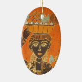 Afrikaanse vrouw met mand art print keramisch ornament (Rechts)