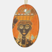 Afrikaanse vrouw met mand art print keramisch ornament (Links)