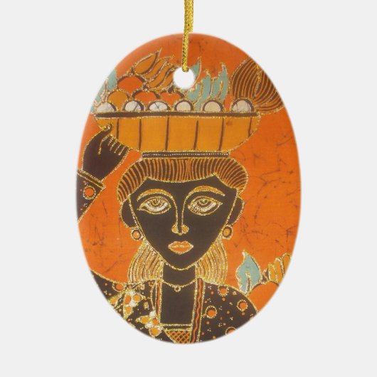 Afrikaanse vrouw met mand art print keramisch ornament (Voorkant)