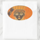 Afrikaanse vrouw met mand art print ovale sticker (Tas)
