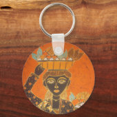 Afrikaanse vrouw met mand art print sleutelhanger (Voorkant)
