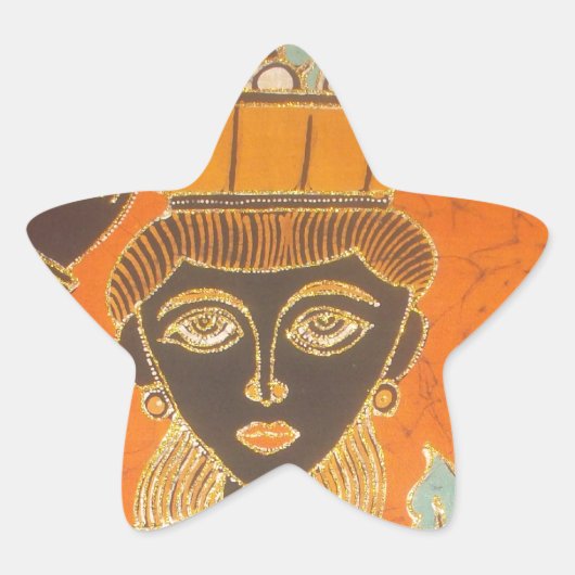 Afrikaanse vrouw met mand art print ster sticker (Voorkant)