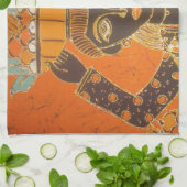 Afrikaanse vrouw met mand art print theedoek (Gevouwen)